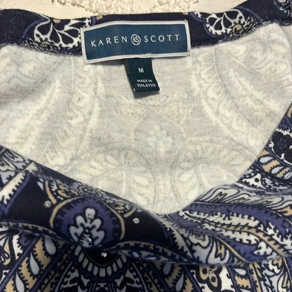 Karen Scott Women's Lile Paisley Boat-Neck Top Navy - Picture 4 of 5